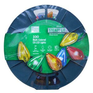 100 Count Multicolor Steady Lit C9 LED Lights Super Bright Home Accents NEW